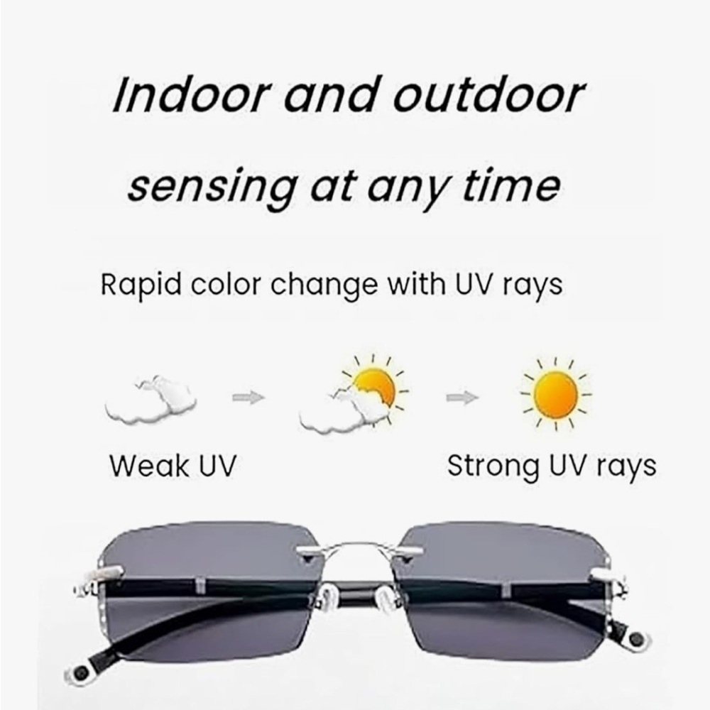 Black Rimless Reading/Magnifying Glasses Unisex +200 - Picture 5 of 5